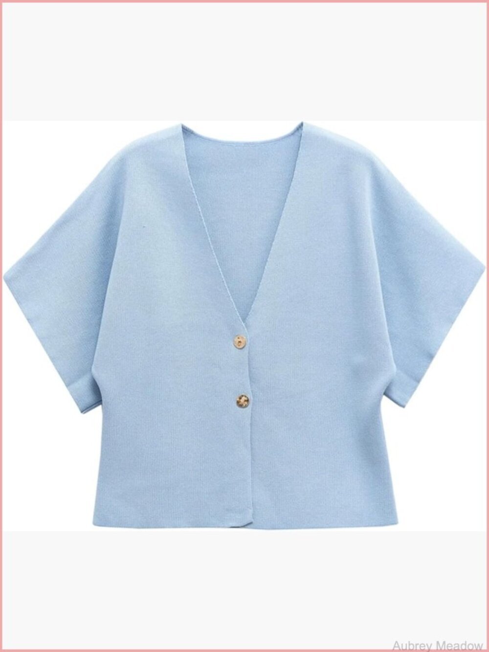 Oversized Short Sleeve Cardigan V Neck Button Lightweight Knit Sweater Outerwear